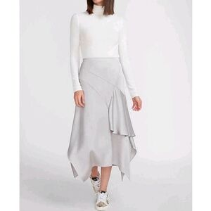 NWT Express High Waisted Satin Ruffle Slip Skirt XS